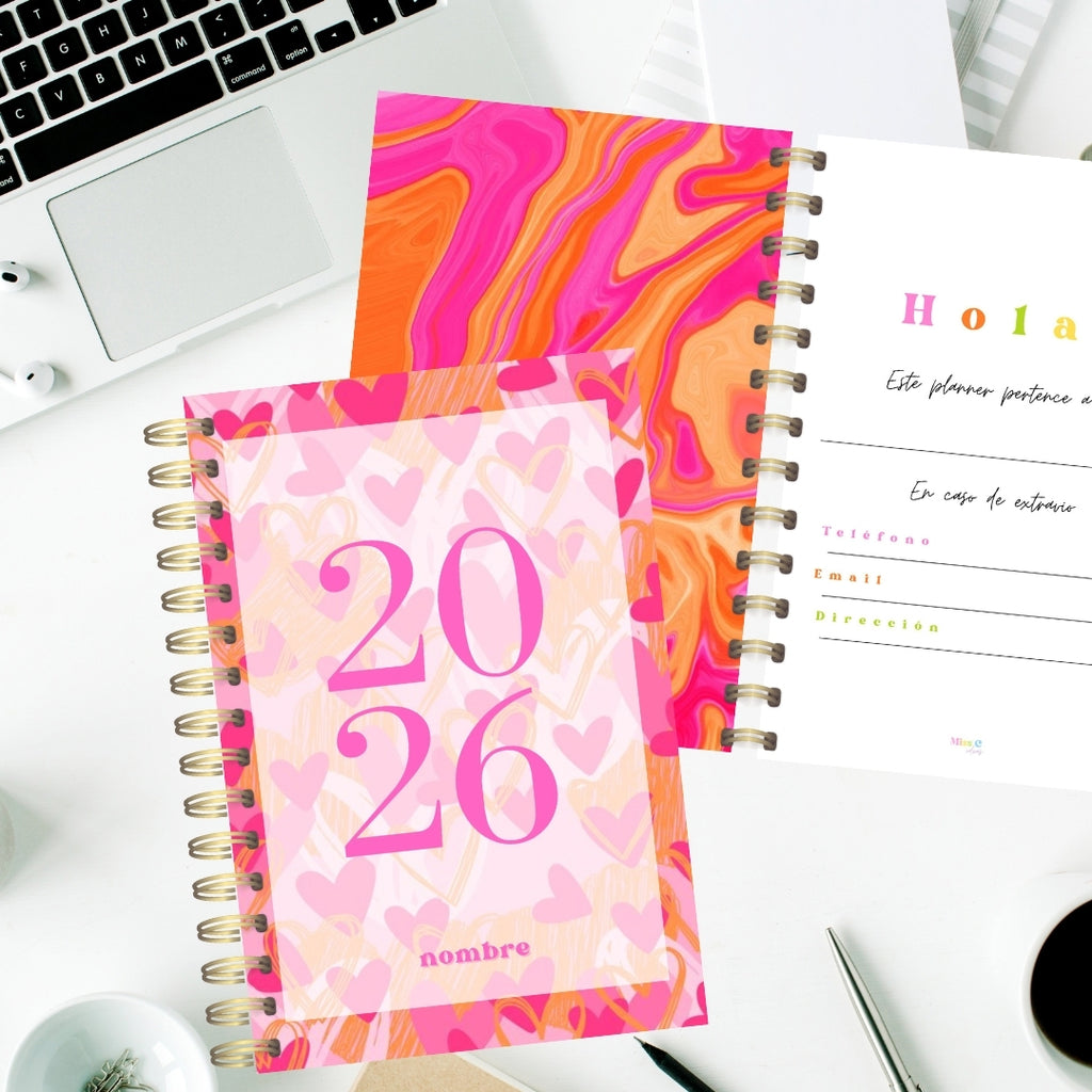 Agenda Docente Pink-Orange Hearts