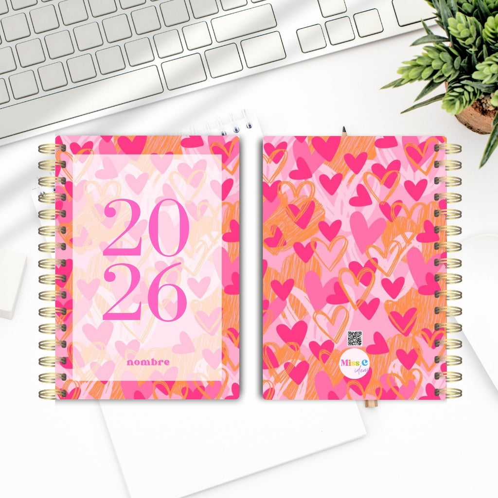 Agenda Docente Pink-Orange Hearts